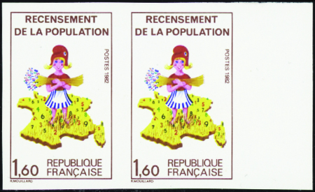 N°2202d non dentelé sans le chiffre 7 tenant à nor