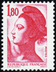 N°2220a 1,80 Liberté rouge sans bande de phosphore
