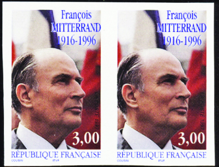 N°3042a François Mitterrand paire non dentelée neu