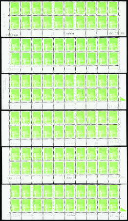 N°3092a 1 bande à droite 6 bas de feuilles de 20 t