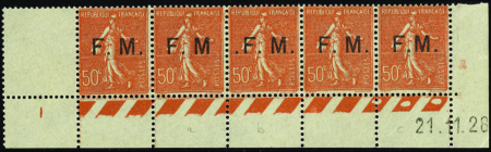 N°6 bande de 5 avec les 3 variétés 6a, 6b, 6c neuf