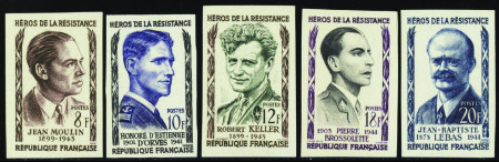 N°1100/1104 héros de la résistance 5 valeurs neuf 