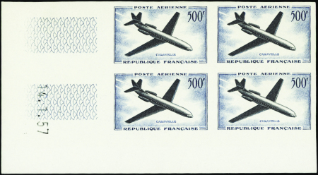 POSTE AERIENNE N°36 500f Caravelle bloc de 4 coin 