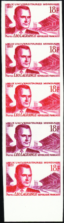 N°1120 Léo Lagrange bande de 5 bdf dont multicolor