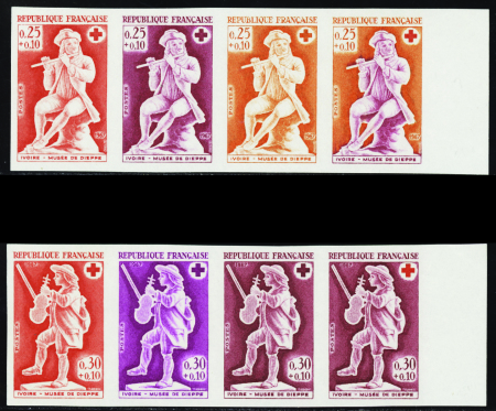 N°1540/1541 Croix-rouge 1967  2 bandes de 4 bdf ne