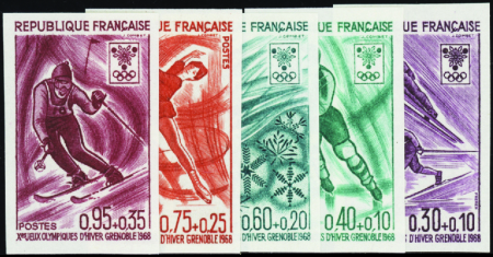 N°1543/1547 jeux olympiques de Grenoble 5 valeurs 