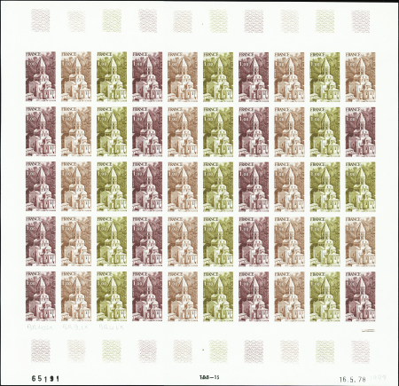 N°1998 Eglise de St Saturnin feuille de 50 timbres