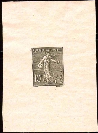 N°129 10c Semeuse lignée épreuve en noir