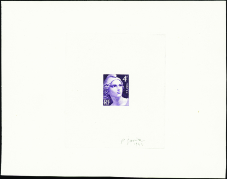 N°725 4f M de Gandon épr d'artiste en violet signé