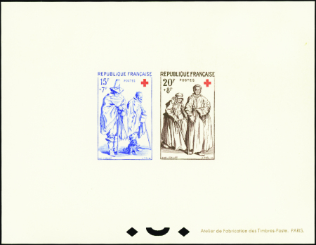 N°1140/1141 Croix-rouge 1957 épreuve de luxe colle