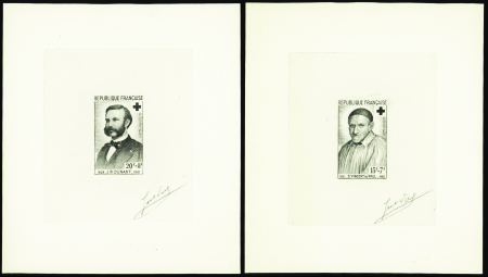 N°1187/1188 Croix-rouge 1958  2 épreuves en noir s