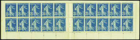 N°140-C5 25c Semeuse bleu piquage à cheval neuf *