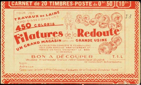 N°199-C75 50c Semeuse lignée (adh sur 2ex) neuf *