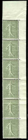 N°3 15c Semeuse lignée bde verticale de 6t cdf (pl
