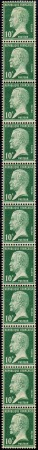 N°9 10c Pasteur bande verticale de 11 timbres neuf