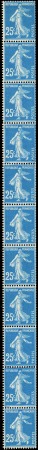 N°14 25c Semeuse bleu bande verticale de 11 timbre