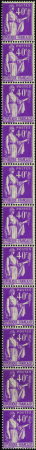N°29 40c Paix lilas bande verticale de 11 timbres 