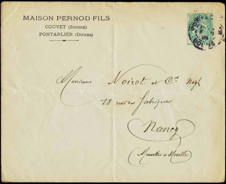 N°111 E6i 1  5c Blanc vert-jaune enveloppe Pernod 