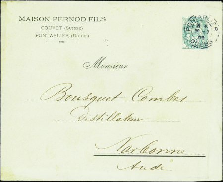 N°111 5c Blanc env Maison Pernod fils obl TB