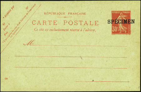 N°160 CP1  30c Semeuse rouge surcharge spécimen