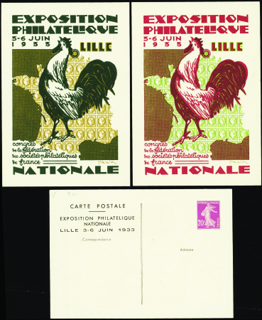 N°190 I1S 20c Semeuse expo de Lille 3 cartes