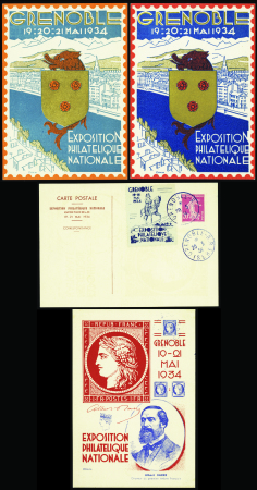 N°190 I3S  20c Semeuse expo de Grenoble 4 cartes o