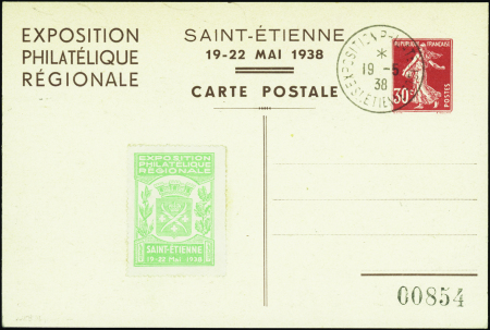 N°360 01  30c Semeuse exposition Saint-Etienne obl