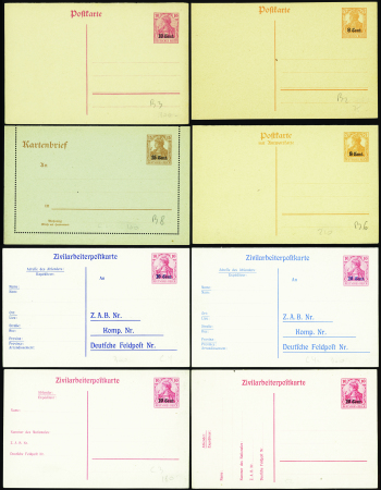 GUERRE 1914/1918 8 entiers B2/B3/B6/B8/C2/C3/C4/C