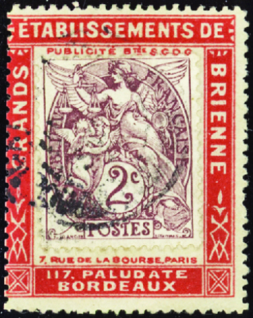 N°108 2c Blanc PORTE-TIMBRE "Grands établissements