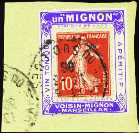 N°138 10c Semeuse PORTE-TIMBRE un "MIGNON" obl TB
