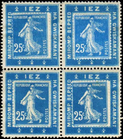 N°140 Bloc de 4 PORTE-TIMBRE IEZ (2ex défect) neuf
