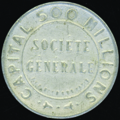 N°140 25c Semeuse bleu sur blanc Société générale