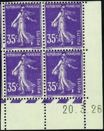 N°142 35c Semeuse violet 20-3-26 (2ex*) neuf ** TB