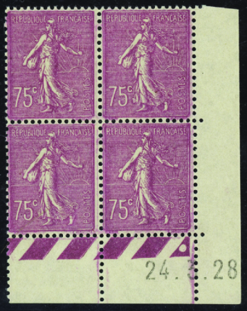 N°202 75c Semeuse lignée 24-3-28 neuf ** TB