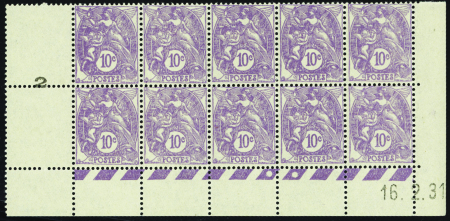 N°233 10c Blanc bloc de 10 CD 16.2.31 neuf ** TB