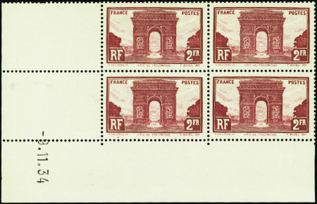 N°258 2f Arc de Triomphe 9-11-34 neuf ** TB