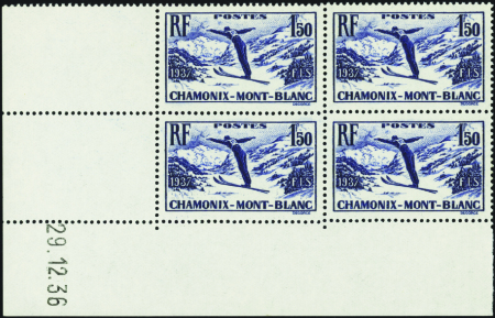 N°334 Championnat de ski à Chamonix 29-12-36 neuf 