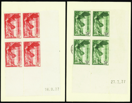 N°354/355 Samothrace 2 valeurs 1937 (collés sur ca