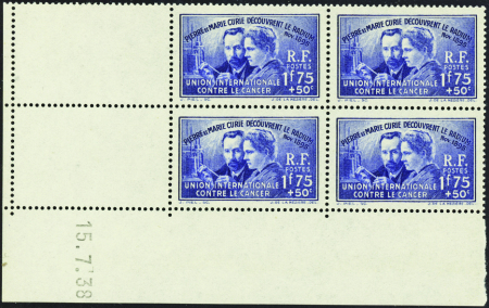 N°402 Pierre et Marie Curie 15-7-38 neuf ** TB