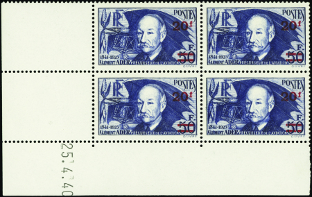 N°493 20f sur 50f Clément Ader 25-4-40 neuf ** TB