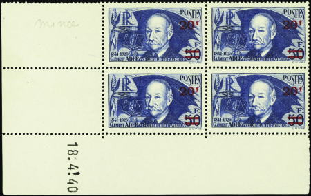 N°493a 20f sur 50f Clément Ader papier mince 18-4-