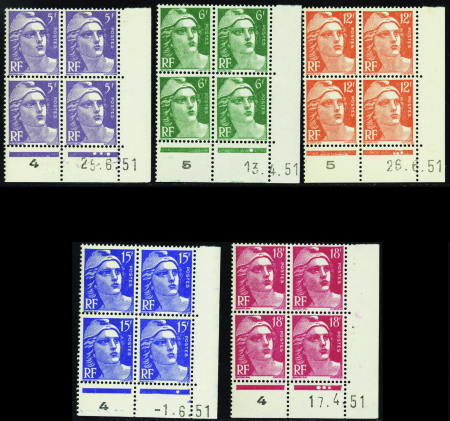 N°883/887 Marianne de Gandon 5 valeurs neuf ** TB