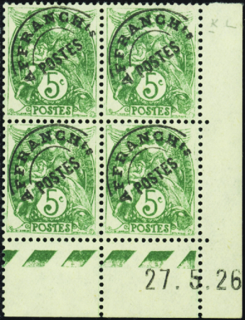 PREOBLITERES N°41 5c Blanc 27.5.26 (2ex*) neuf ** 