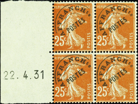 PREOBLITERES N°57a 25c Semeuse jaune-brun 22-4-31 