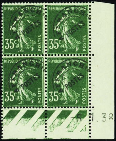 PREOBLITERES N°63 35c Semeuse vert 5-1-38 neuf ** 