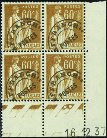 PREOBLITERES N°72 60c Paix 16-12-37 neuf ** TB