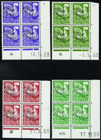 PREOBLITERES N°119/122 nouveaux francs 4 valeurs n