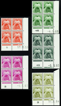 TAXE N°90/94 Nouveaux francs 5 valeurs neuf ** TB