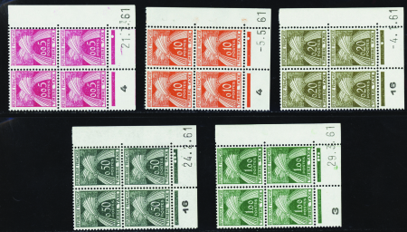 TAXE N°90/94 Nouveaux francs 5 valeurs 1961 neuf *
