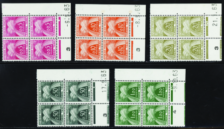 TAXE N°90/94 Nouveaux francs 5 valeurs 1963 neuf *